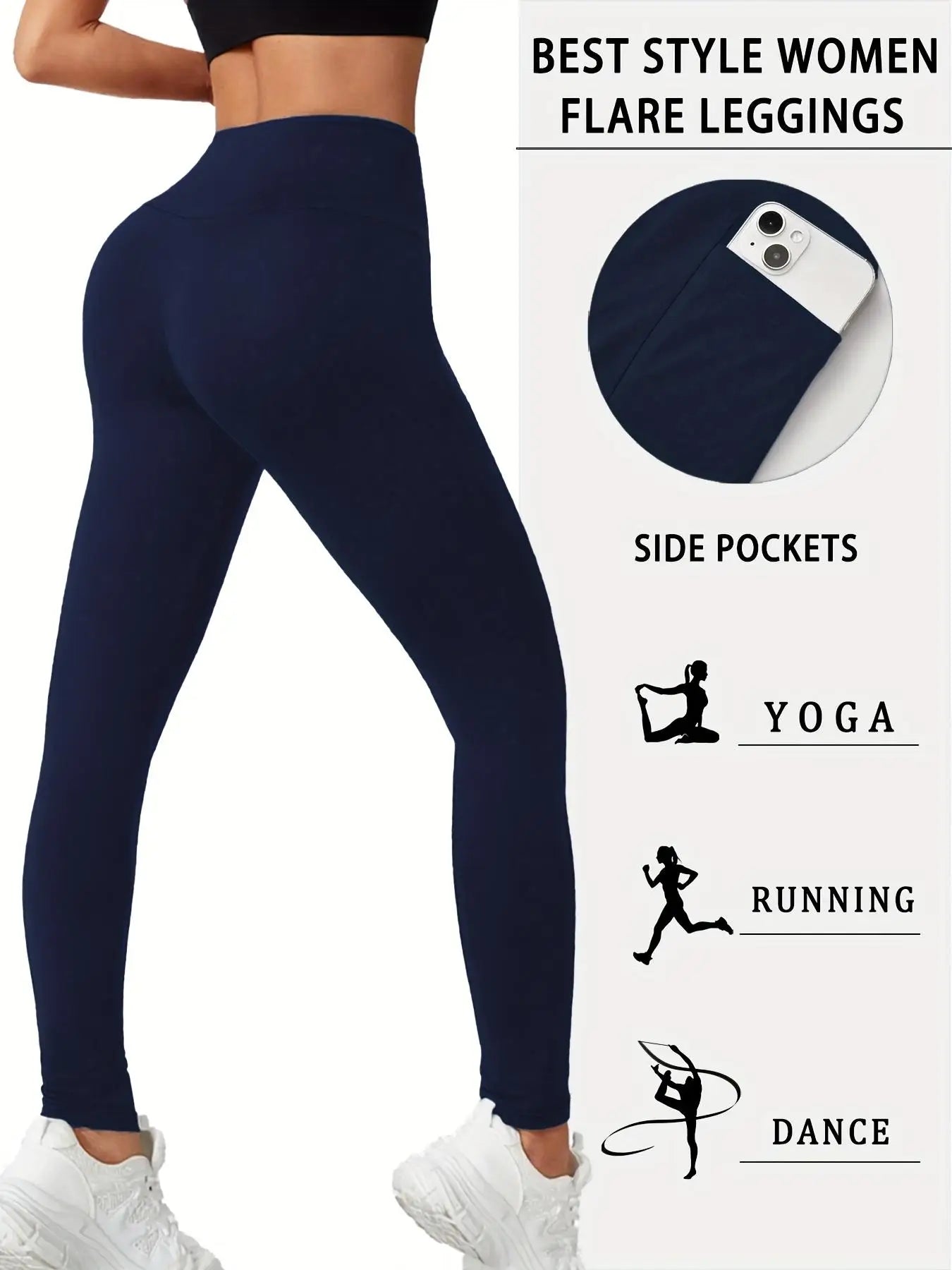 High-Waist Fleece-Lined Yoga Pants With Pockets For Women