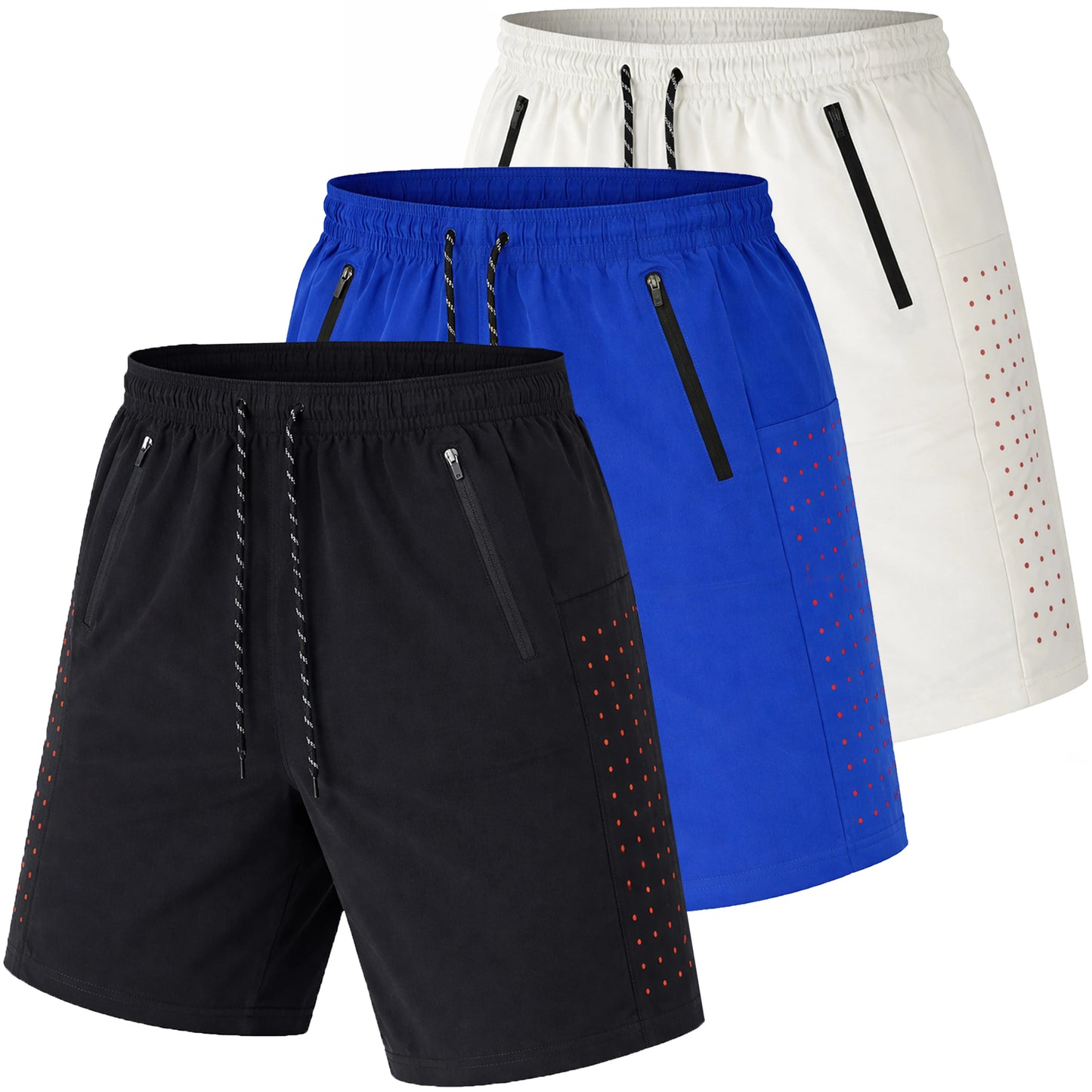 Men's 3 Pack Performance Training Shorts With Zipper Pockets