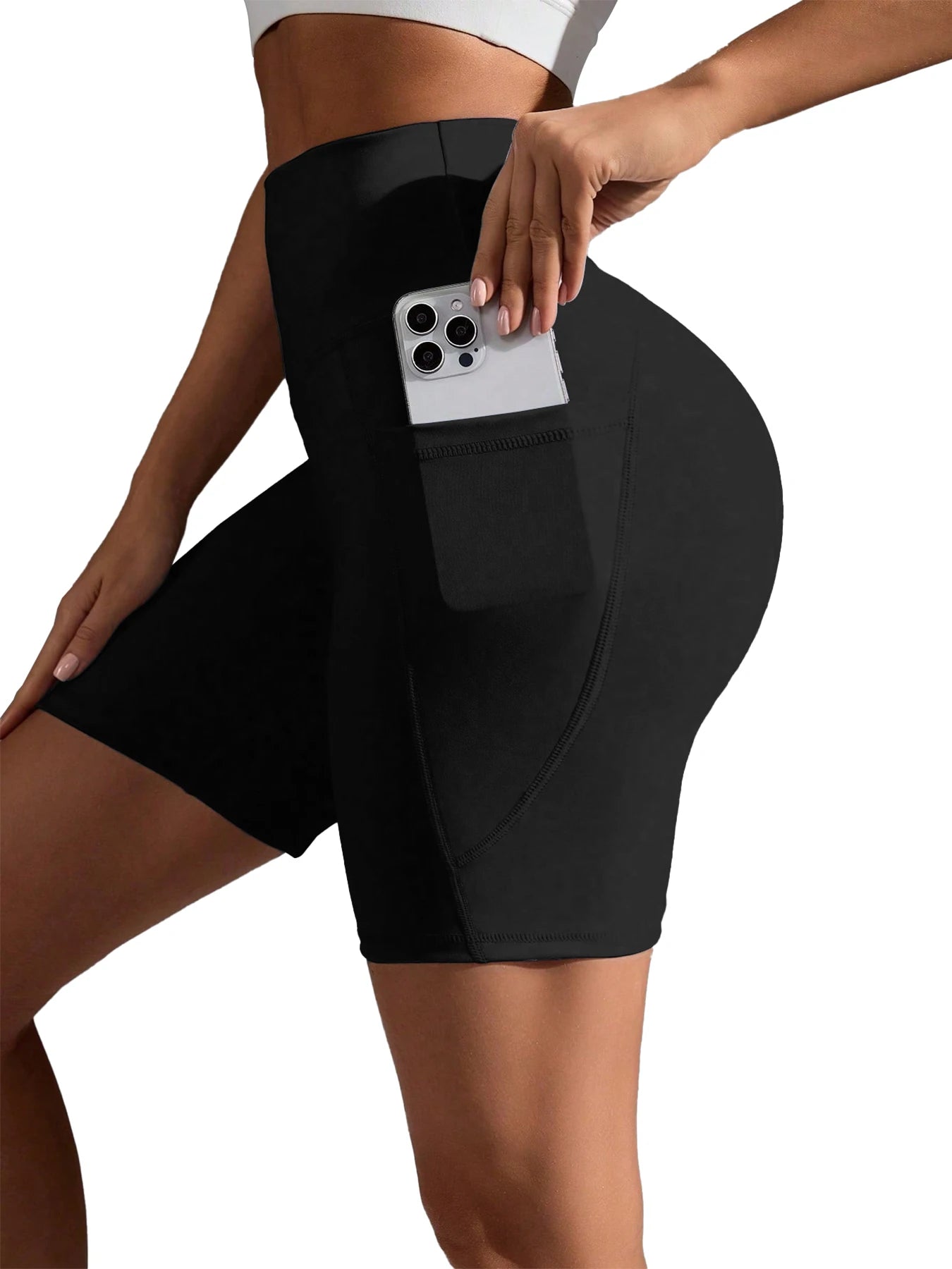 Women's High-Waisted Running Shorts With Pockets For Exercise