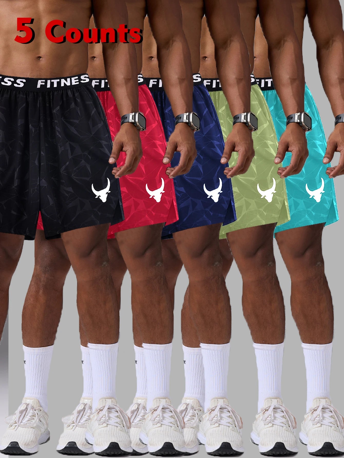 QuickDry Breathable Geometric-Print Athletic Shorts for Men