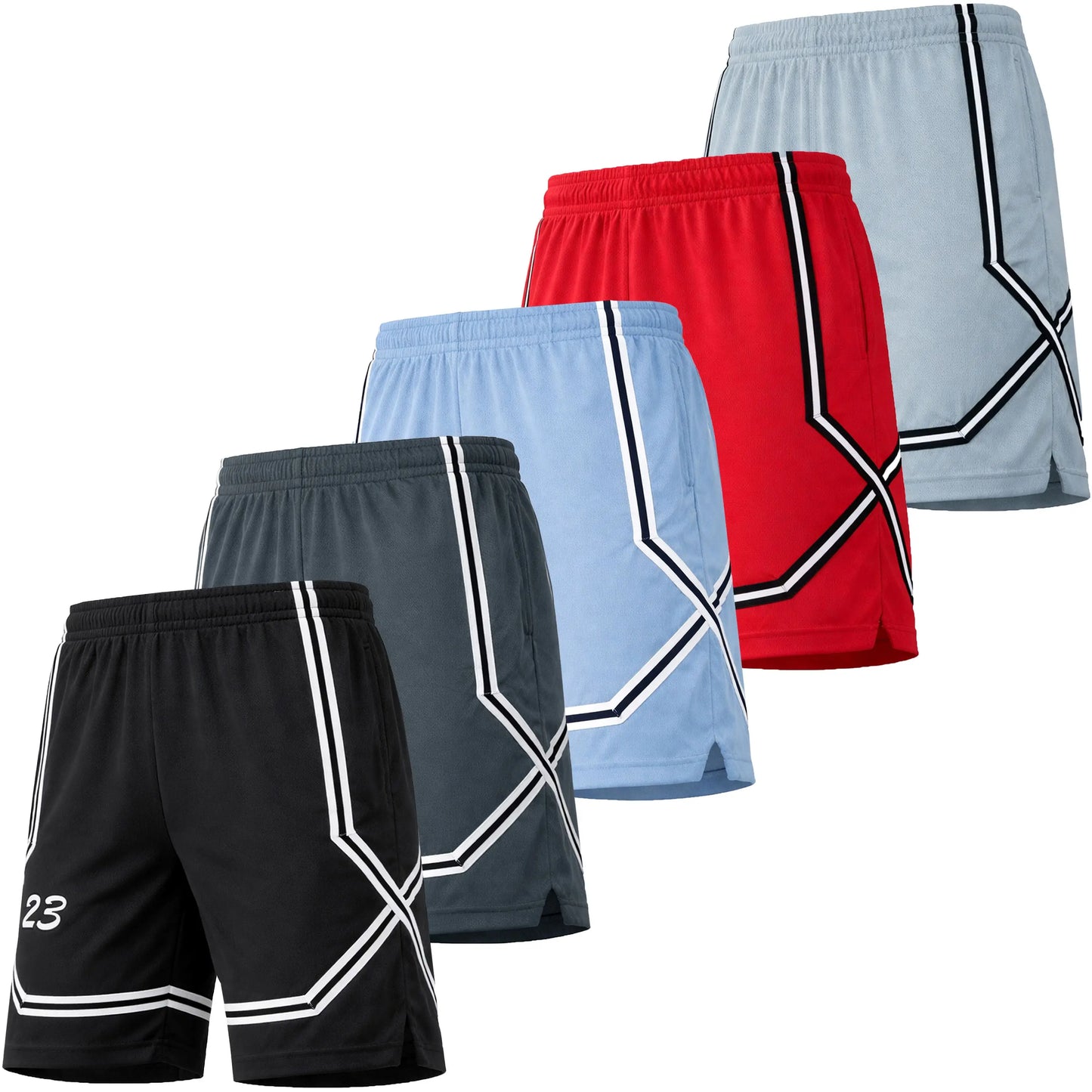 Men's 5 Pack Lightweight Breathable Moisture Wicking Mesh Shorts