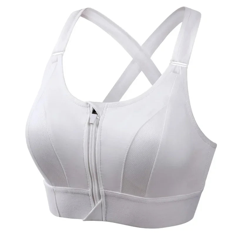 Womens Front Zip Sports Bra for Yoga Gym and Fitness