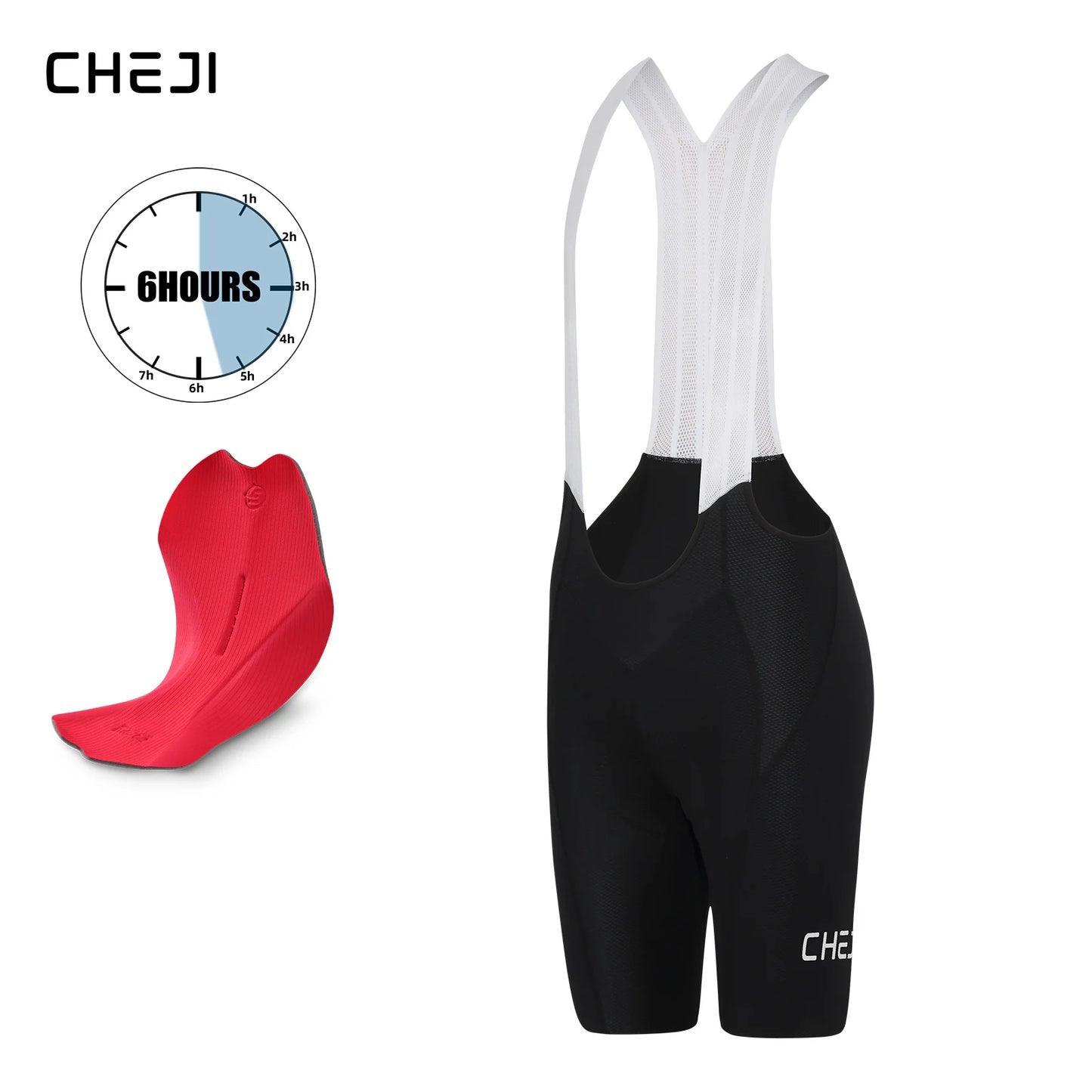 Cheji Mens Cycling Bib Shorts Breathable Seamless Comfort Quick Drying
