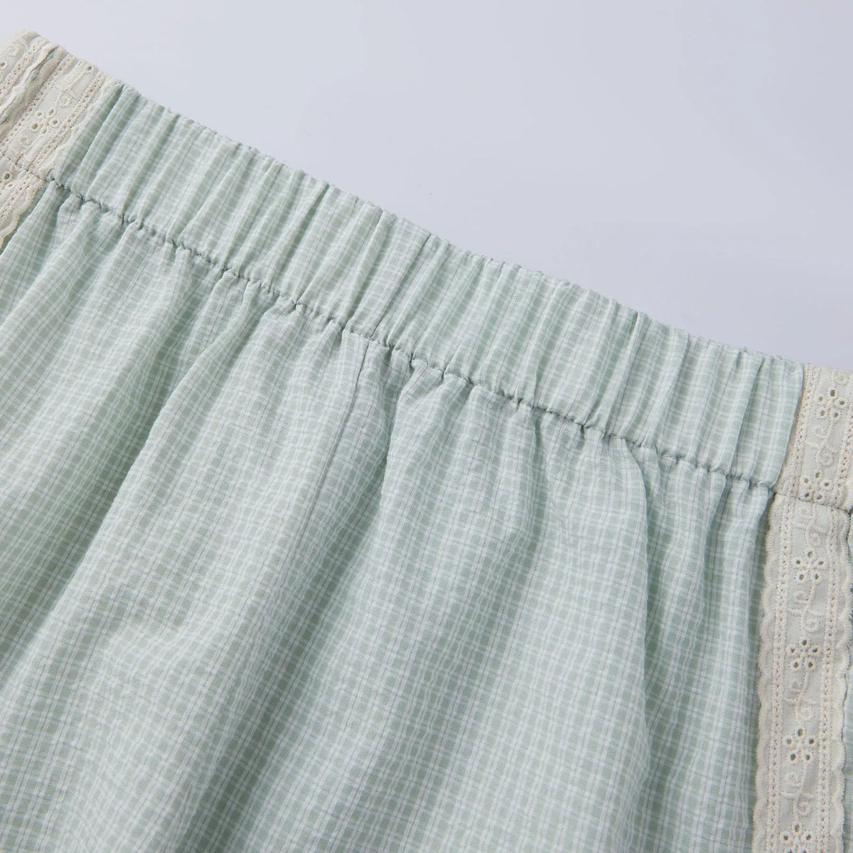 Women Slim Fit Gingham Casual Summer Lightweight Polyester Shorts
