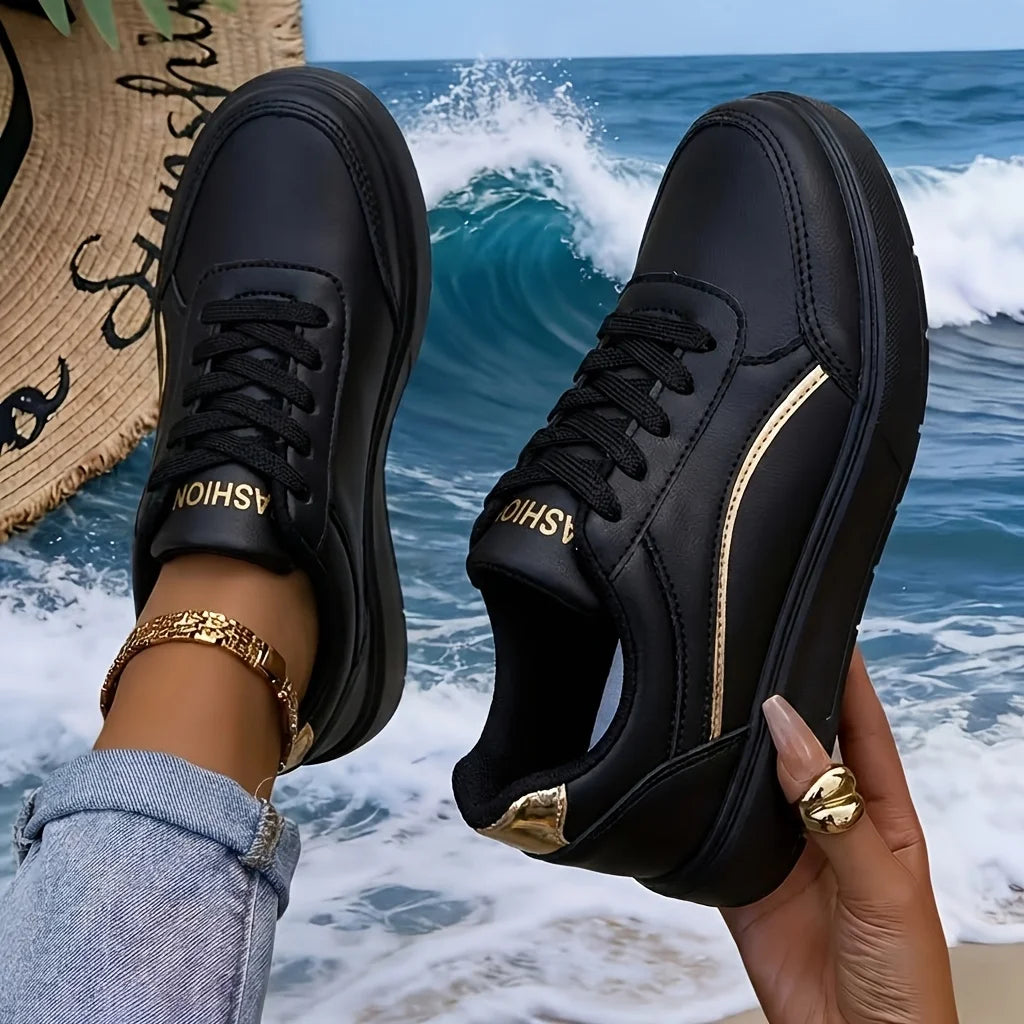 Women Platform Walking Sneakers Soft Leather Lightweight Trainers