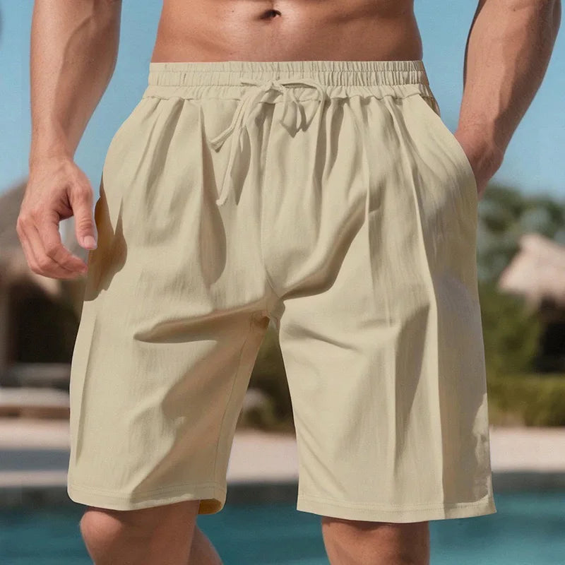 Men Light Blue Quick Dry Beach Shorts Elastic Drawstring Waist Loose Fit Knee Length Swim Trunks Lightweight Breathable Casual Vacation Board Shorts With Side Pockets