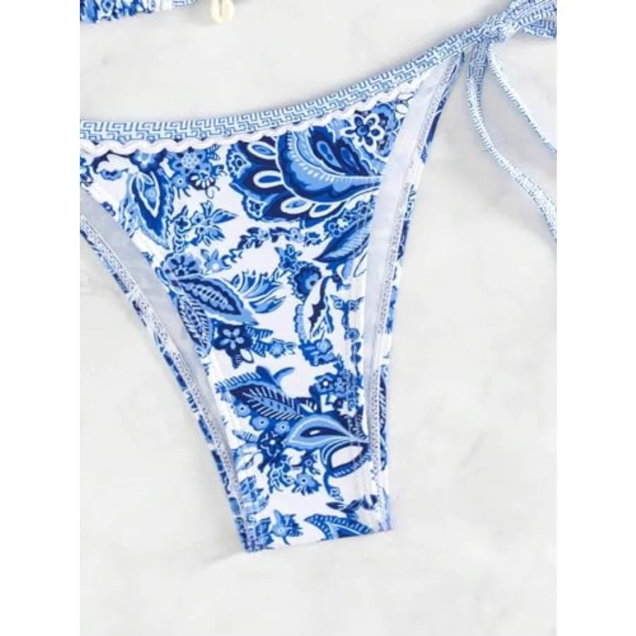 Floral Printed Halter Bikini Set Summer Swimwear Two Piece