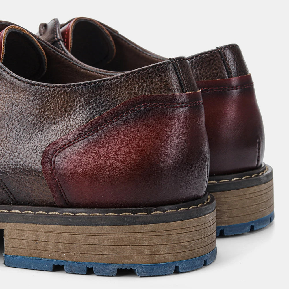 Hecrafted Retro Men Casual Leather Cap Toe Oxford Derby Shoes