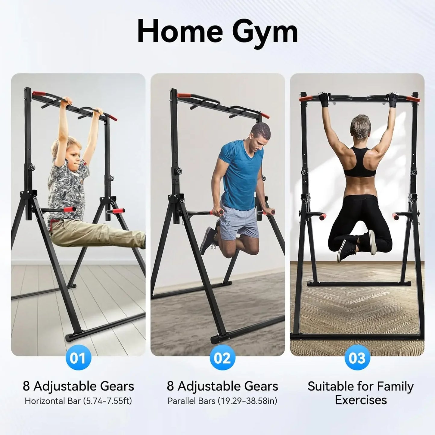 Industrial-Grade Power Tower Pull Up Bar Dip Station Home Gym