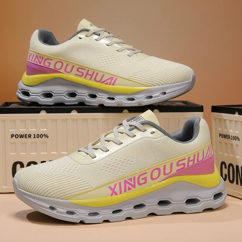 Hkta Men Breathable Mesh Sports Sneakers With Cushioning
