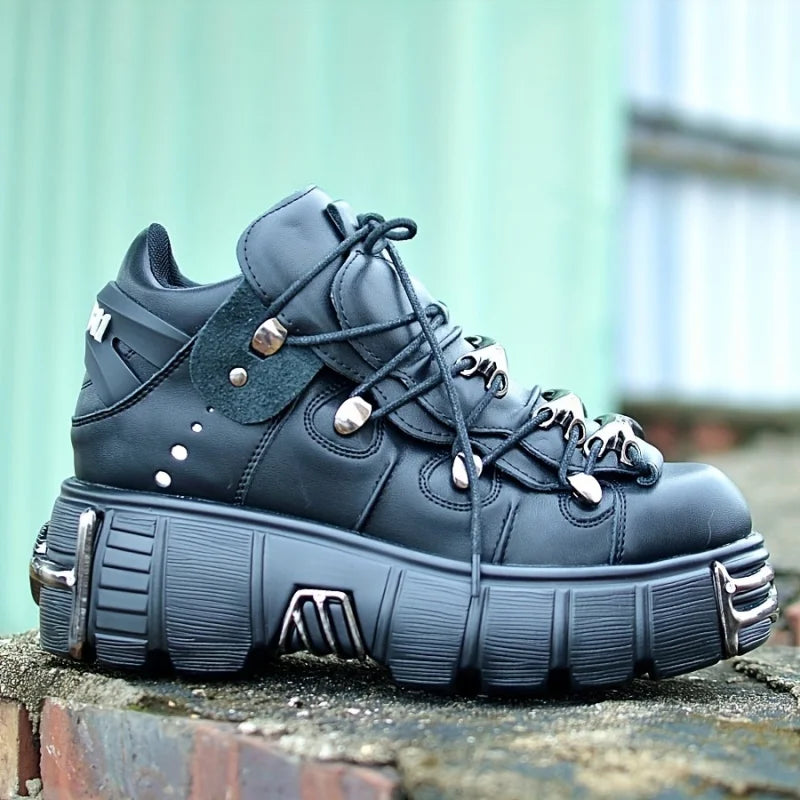Platform Women Sneakers With Metal Decoration Casual Punk Style Shoes