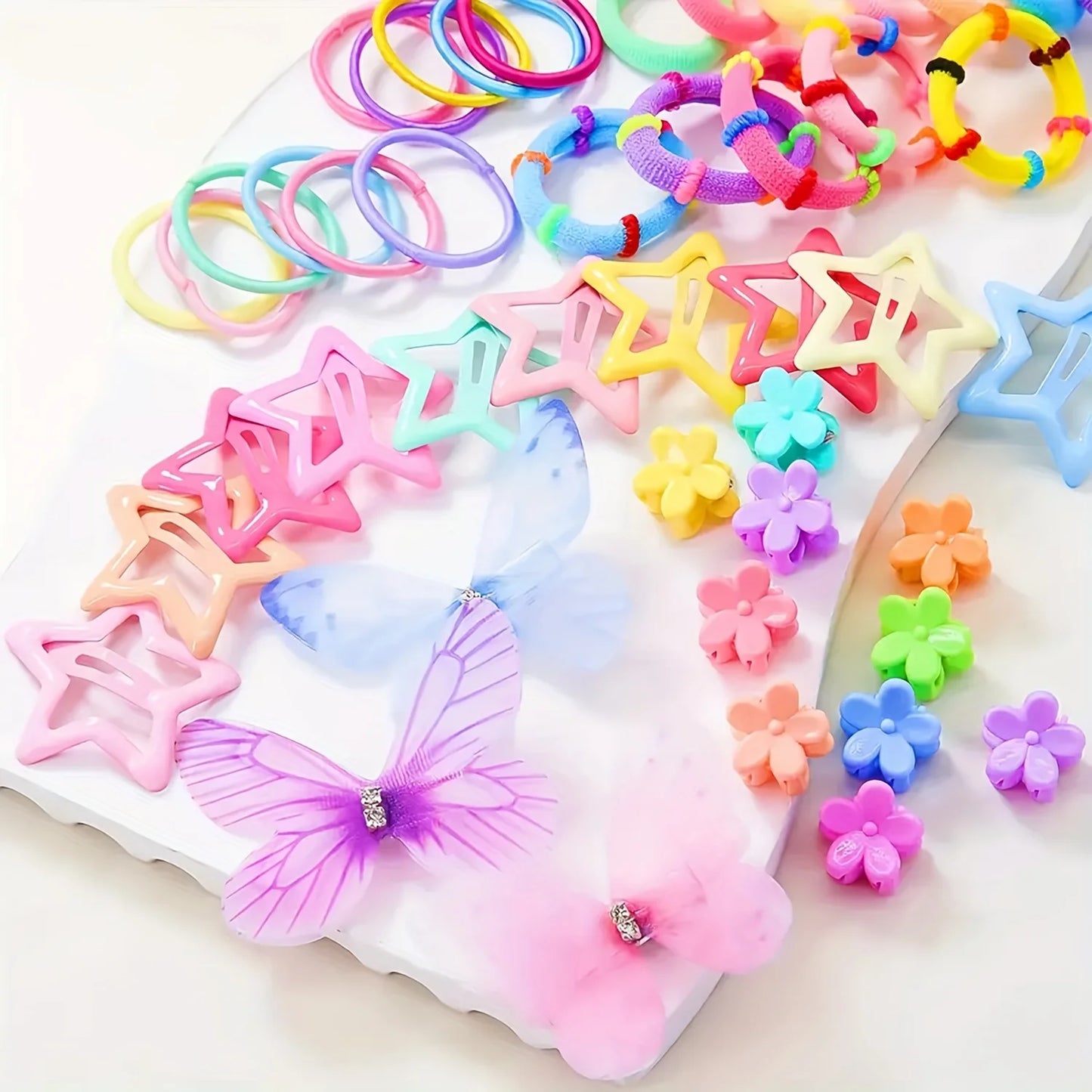 Girls Hair Accessories Set With Clips, Hair Ties, Flowers, Bow Headpieces