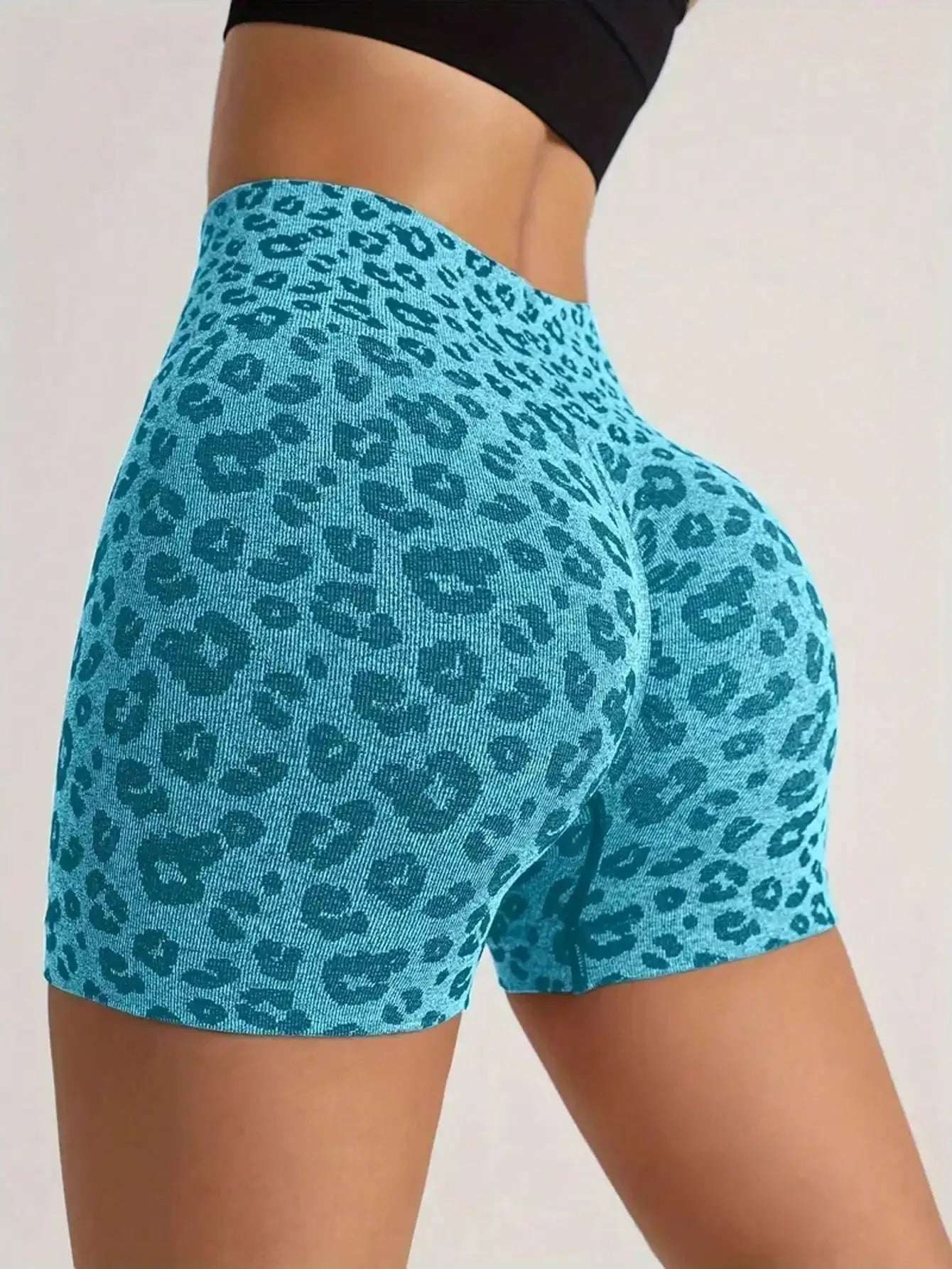 Sport Leopard Scrunch Butt Tummy Control Sports Biker Shorts Stretchy Shorts Women Boxer Shorts Summer