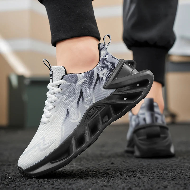 Unisex Breathable Mesh Running Shoes Lace Up Lightweight Sneakers