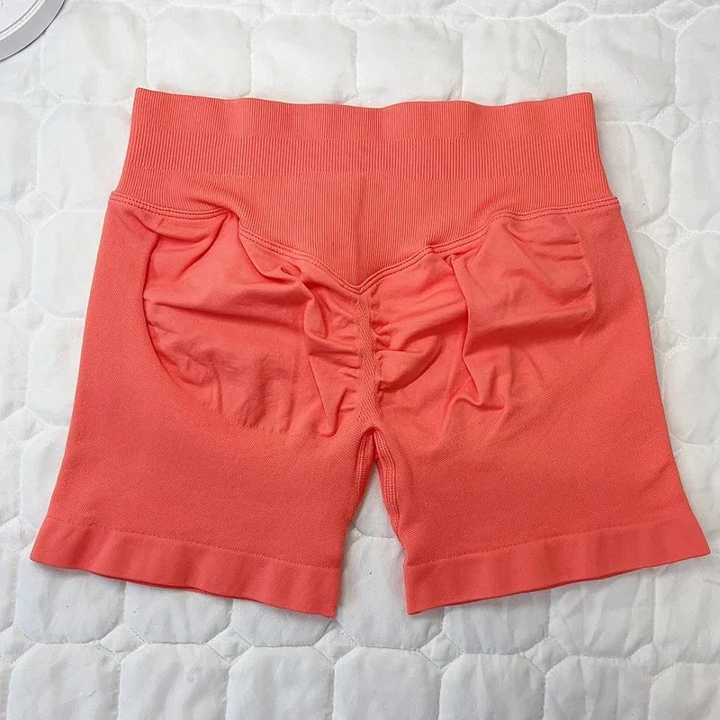 Seamless Yoga Shorts For Women Low Waist Triple Panel Waistband