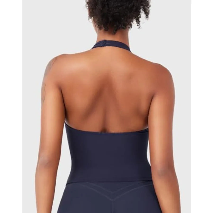 CoreFlex Womens Halter Tank Top Padded Deep V Backless Camisole