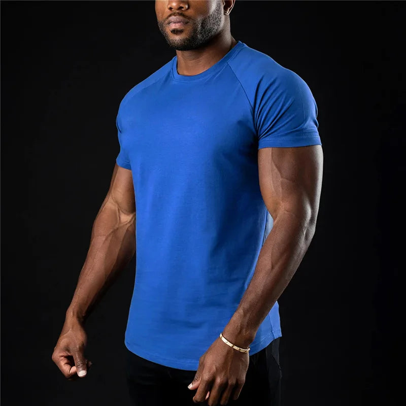 Essential Cotton Gym Tshirt For Men Short Sleeve Workout Top