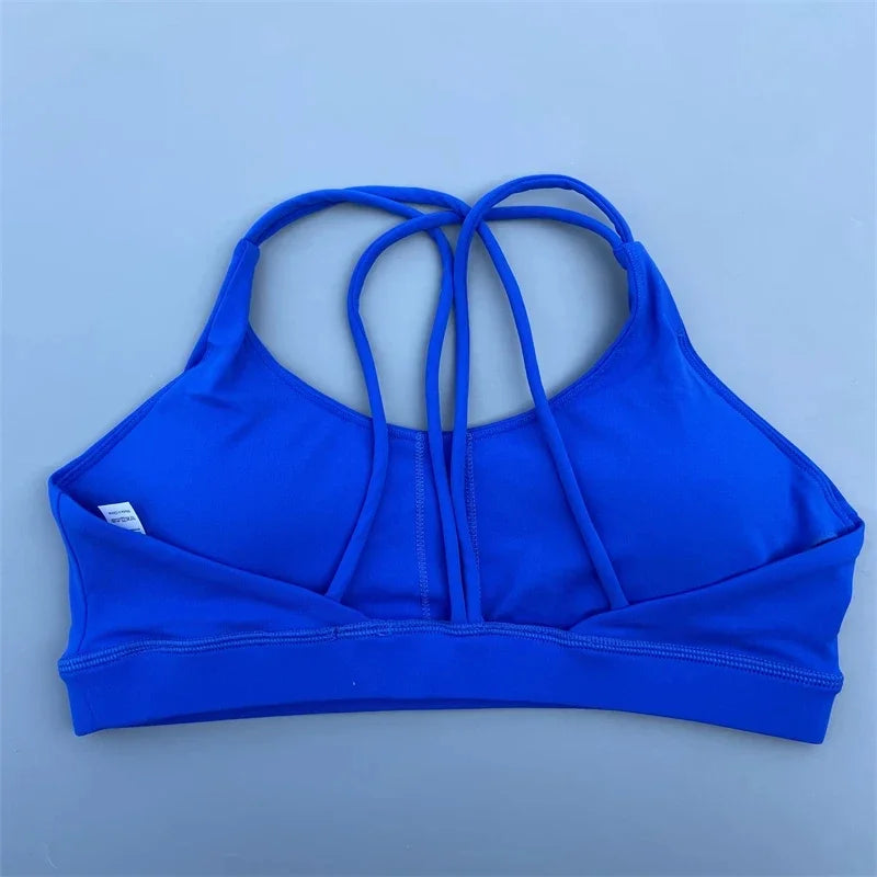 Women Crossback Sports Bra High Support Chest Pad Gym Yoga