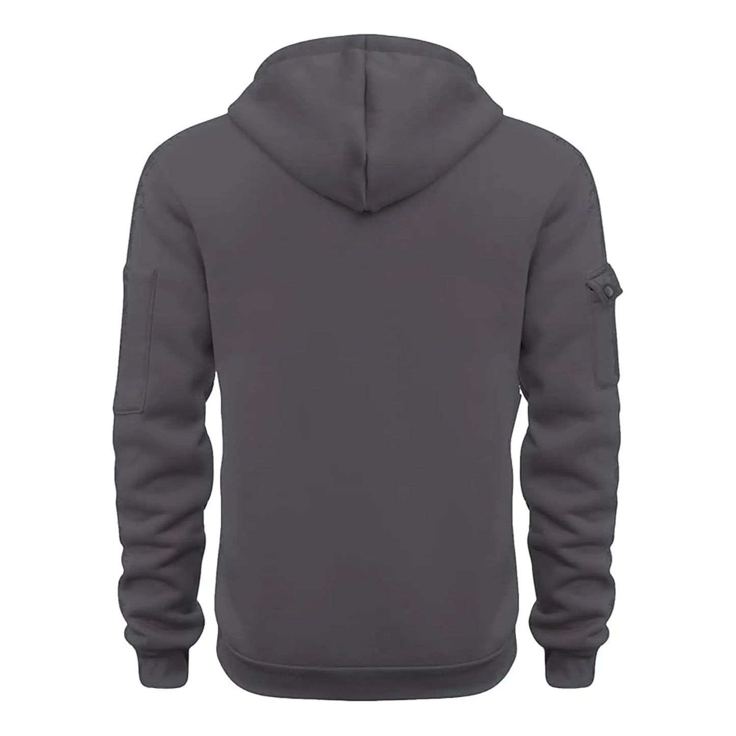 Men's Zippered Fleece Hoodie With Arm Pocket, Casual Everyday