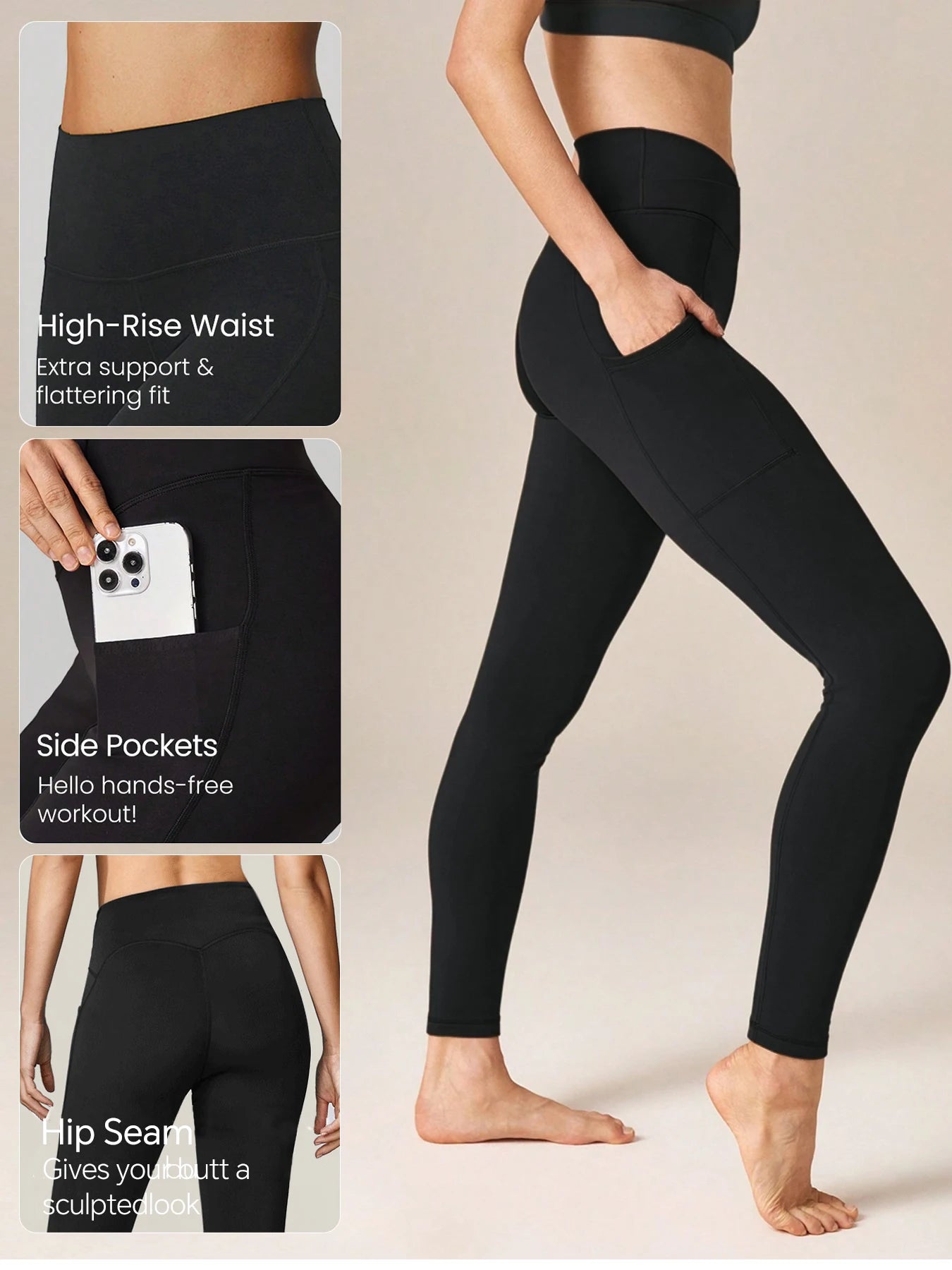 Womens High Waisted Compression Pants With Pockets Leggings