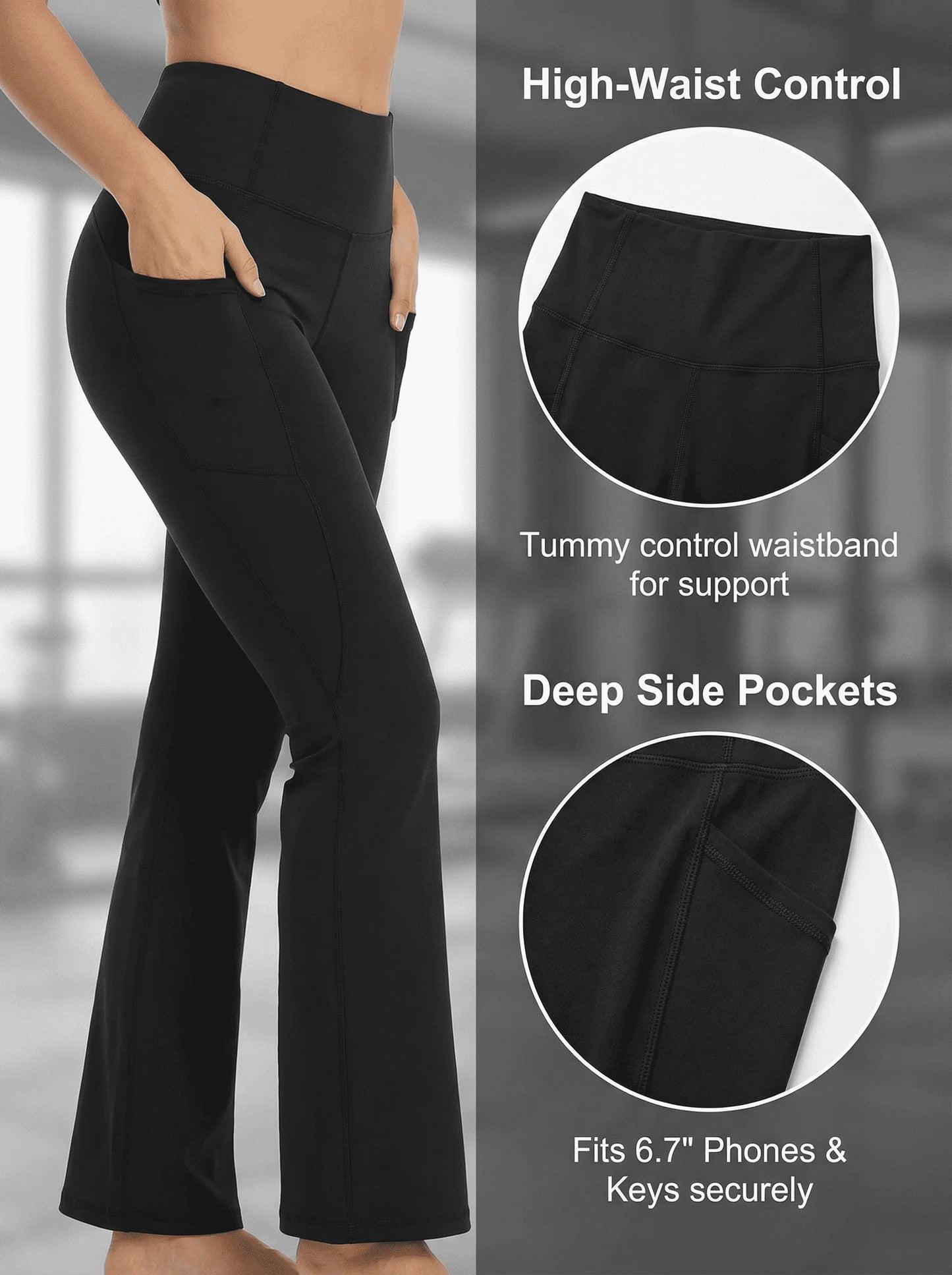 Women's High Waisted Yoga Pants With Pockets And Stretch Fabric