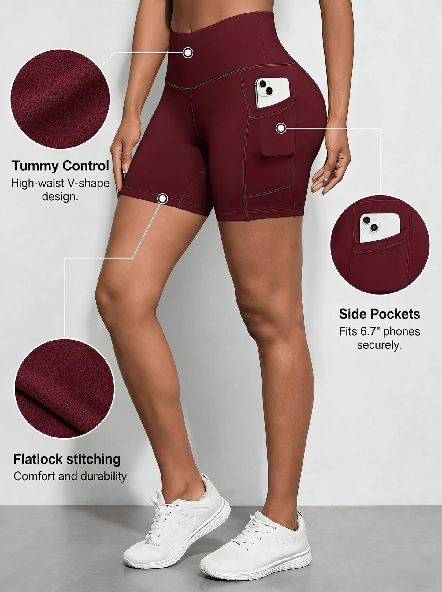 Women Yoga Shorts Breathable Elastic Nylon Spandex Skin Friendly