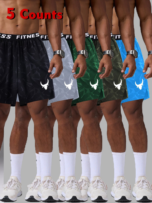 QuickDry Breathable Geometric-Print Athletic Shorts for Men