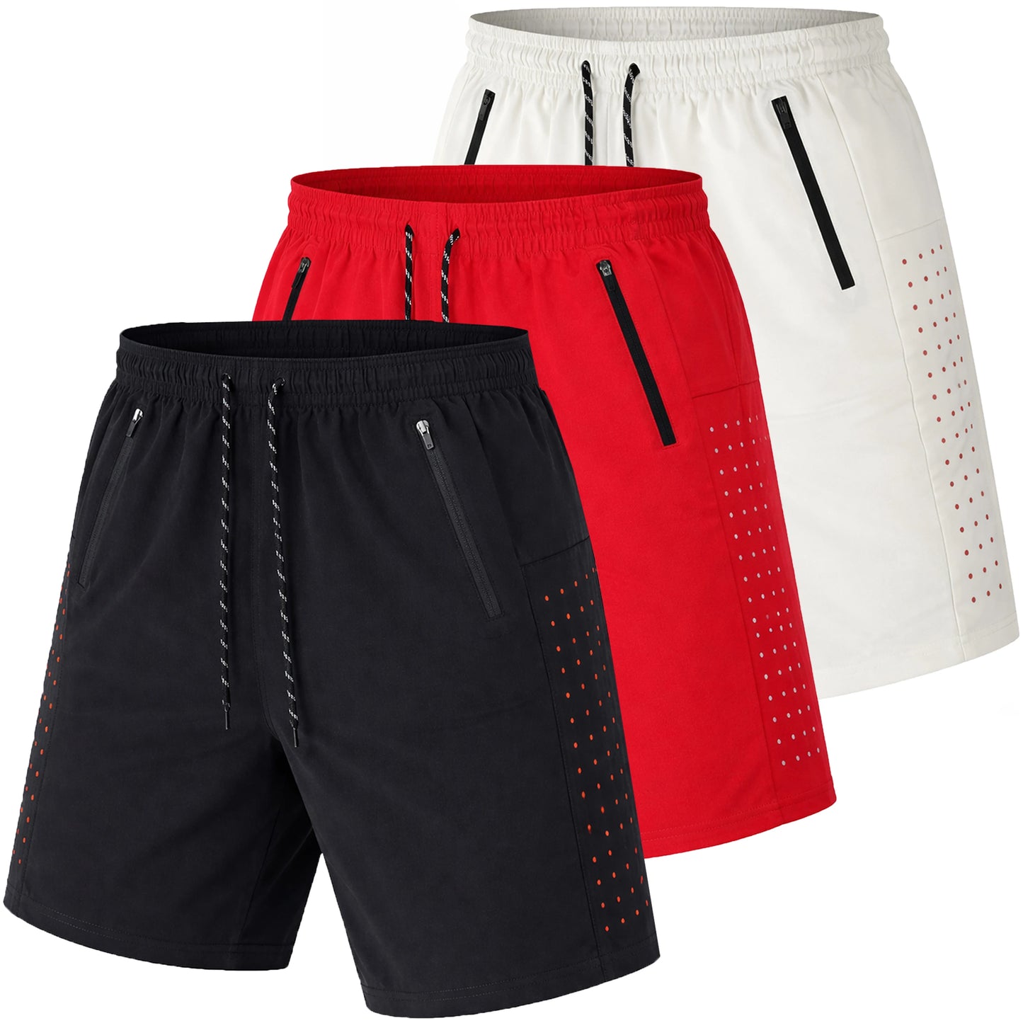 Men's 3 Pack Performance Training Shorts With Zipper Pockets