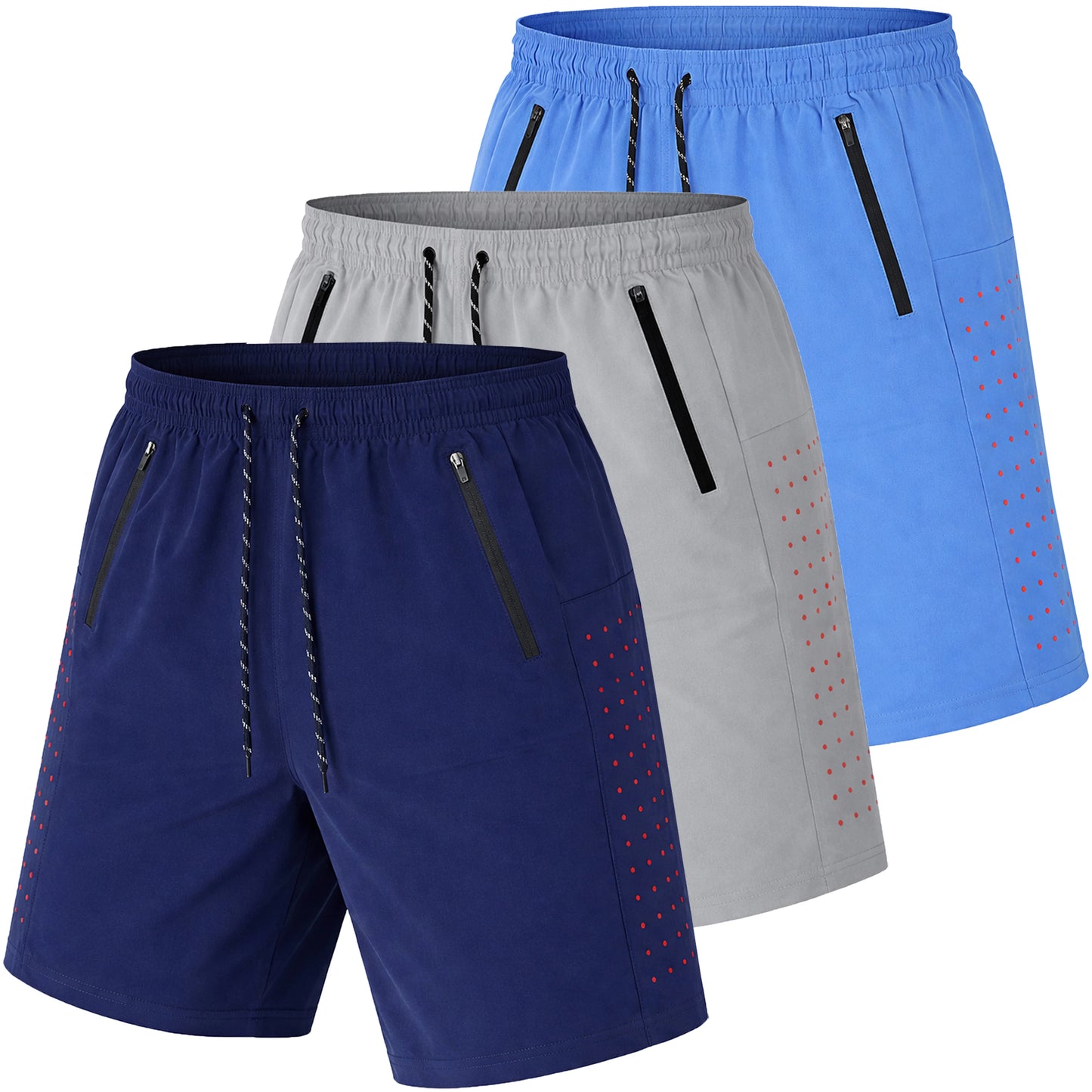Men's 3 Pack Performance Training Shorts With Zipper Pockets
