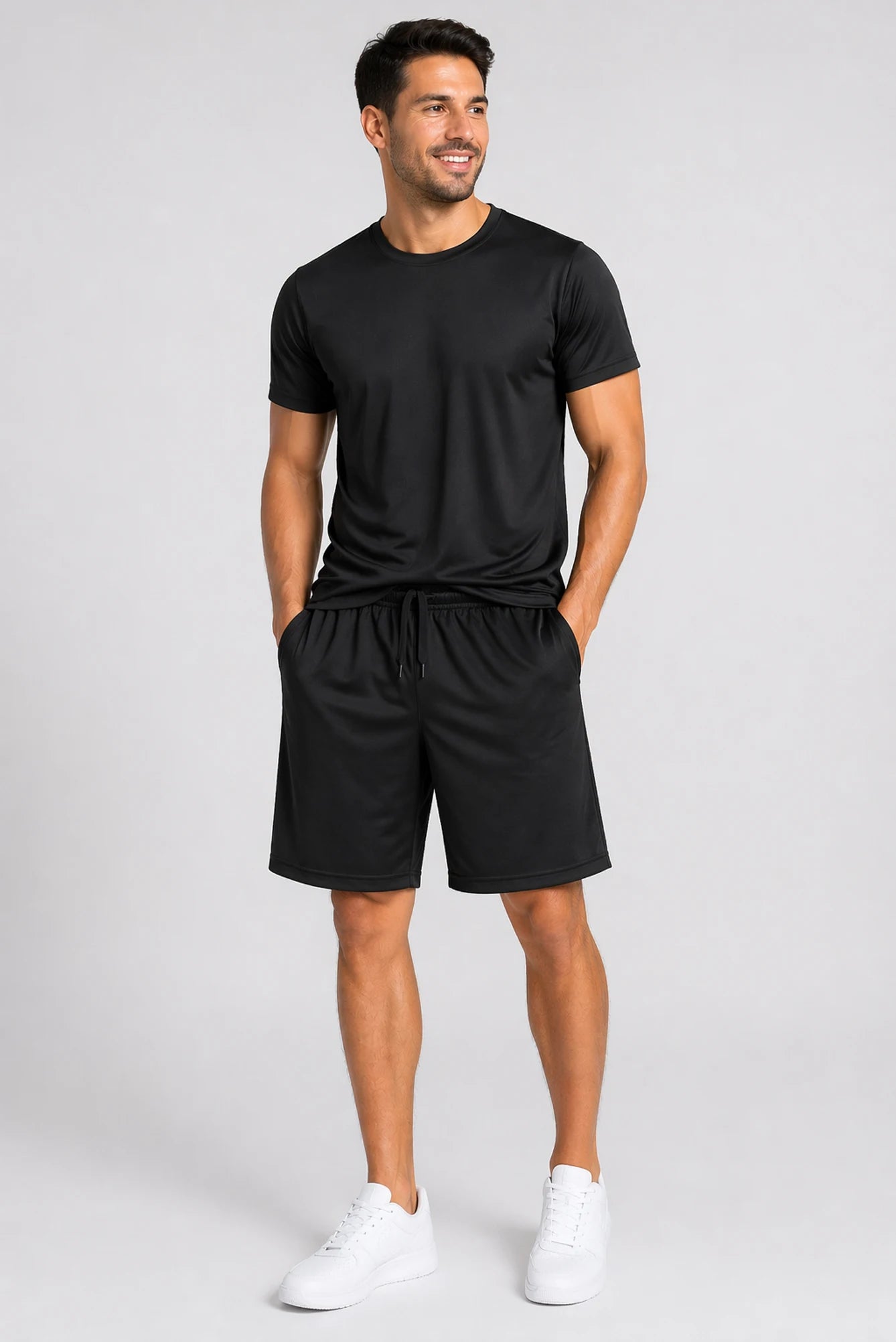 Men's 2 Piece Athletic Tee And Short Set Polyester