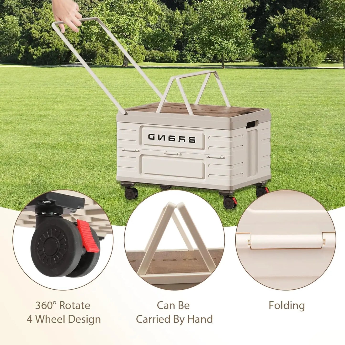 360 Degree Rotating Foldable Storage Cart With Four Silent Wheels