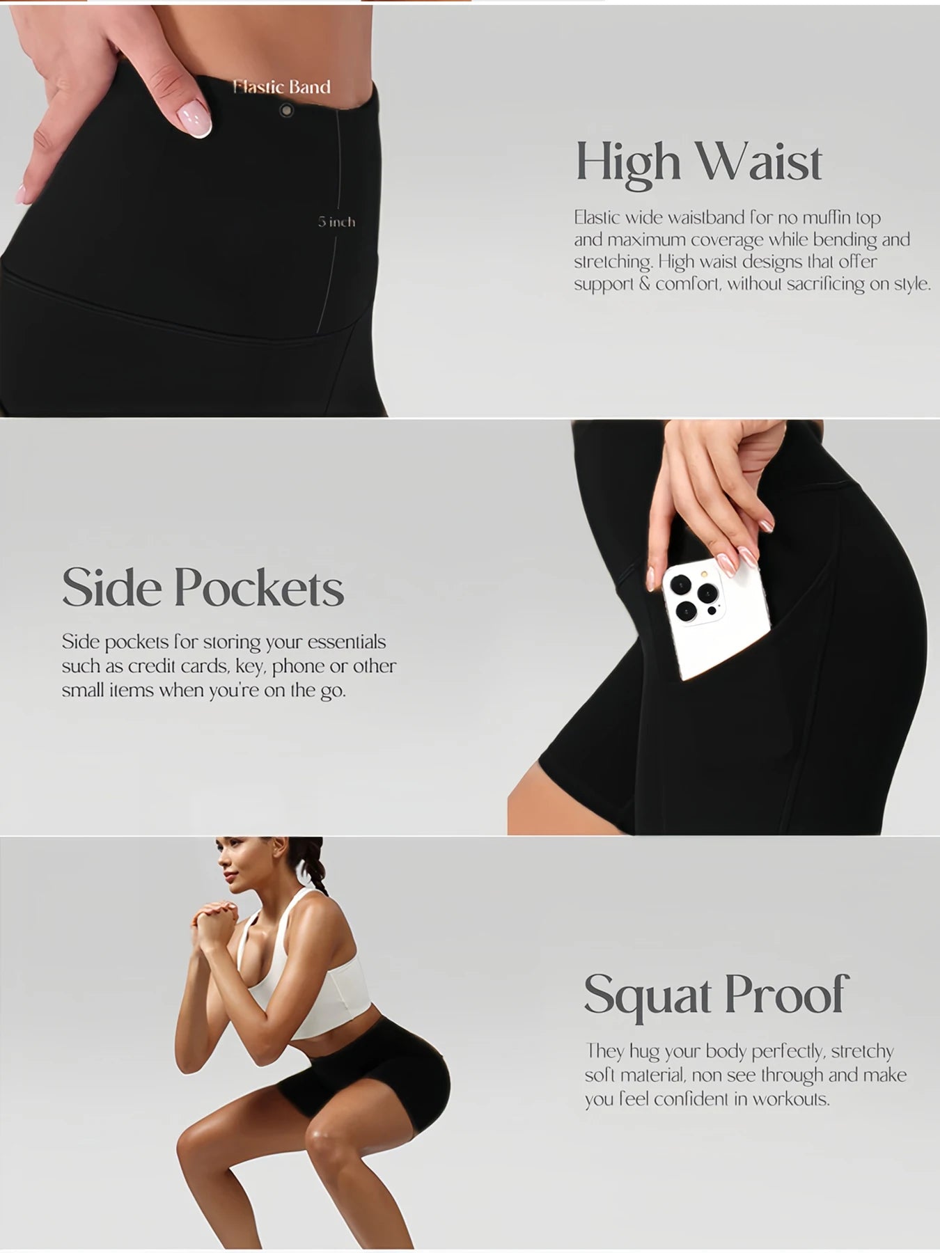 Women's High Waisted Biker Shorts With Pockets Tummy Control