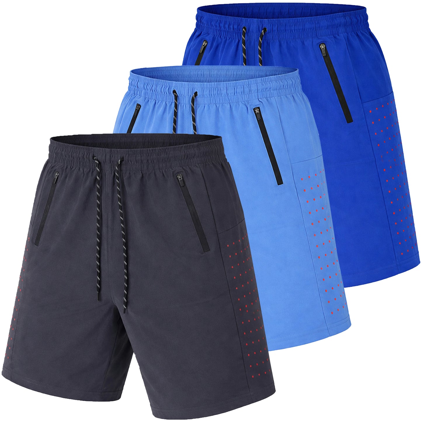 Men's 3 Pack Performance Training Shorts With Zipper Pockets
