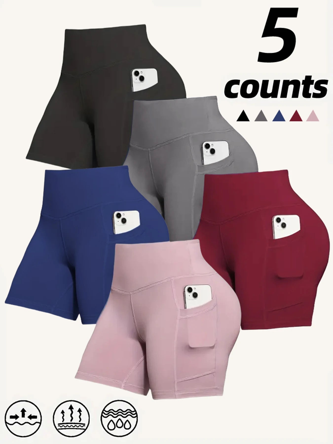Women's High Waisted Biker Shorts With Pockets Tummy Control