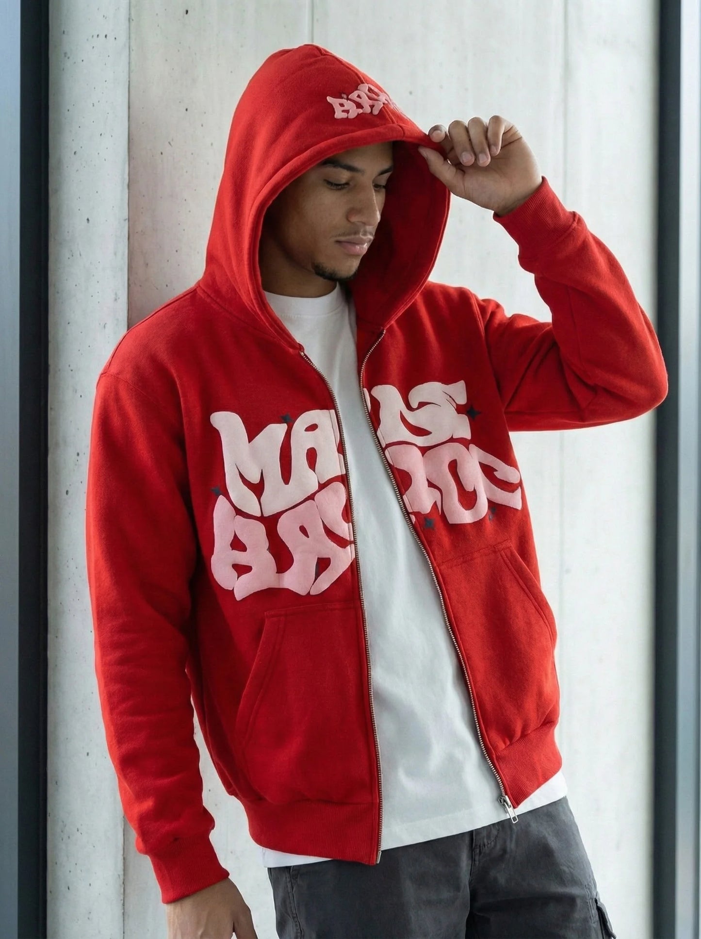 Unisex Graffiti Bubble Letter Zip Up Hoodie For Streetwear