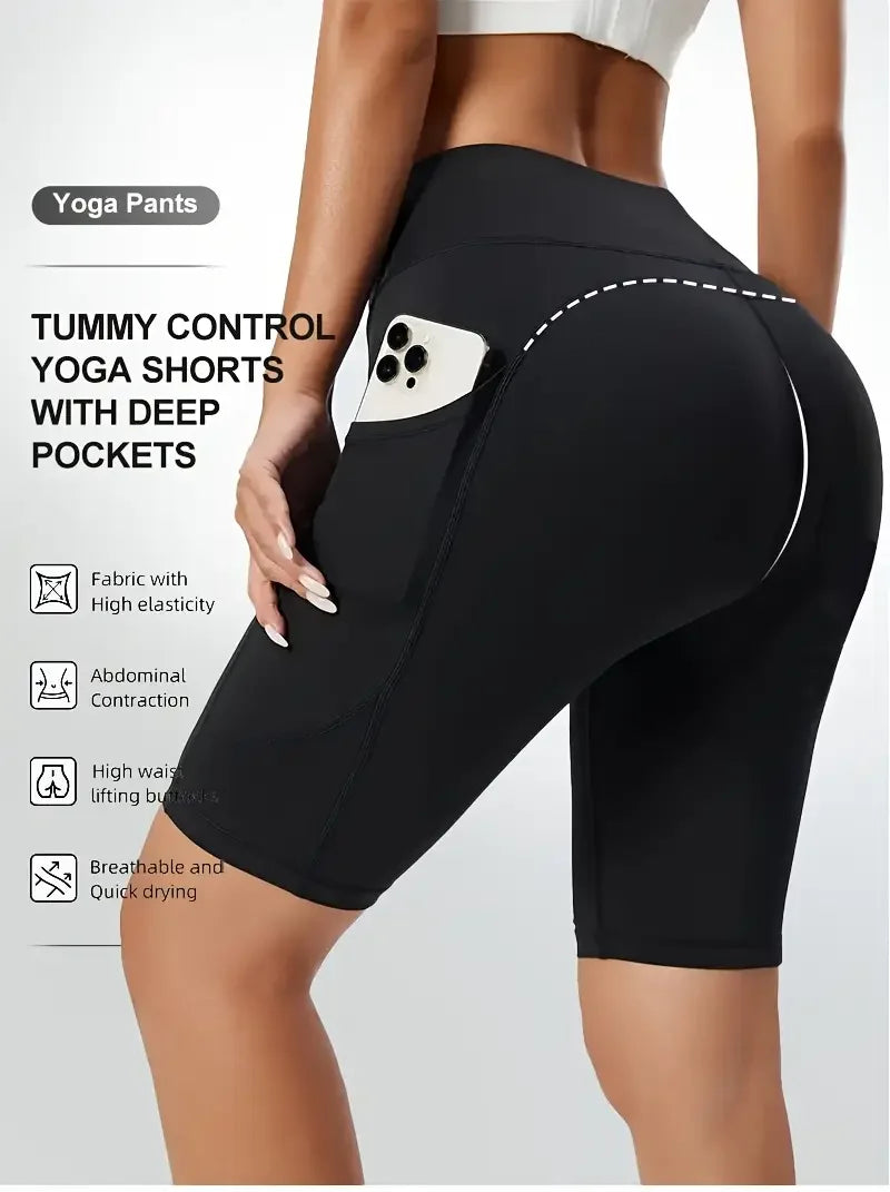 5 Pack High Stretch Yoga Shorts for Women with Pockets