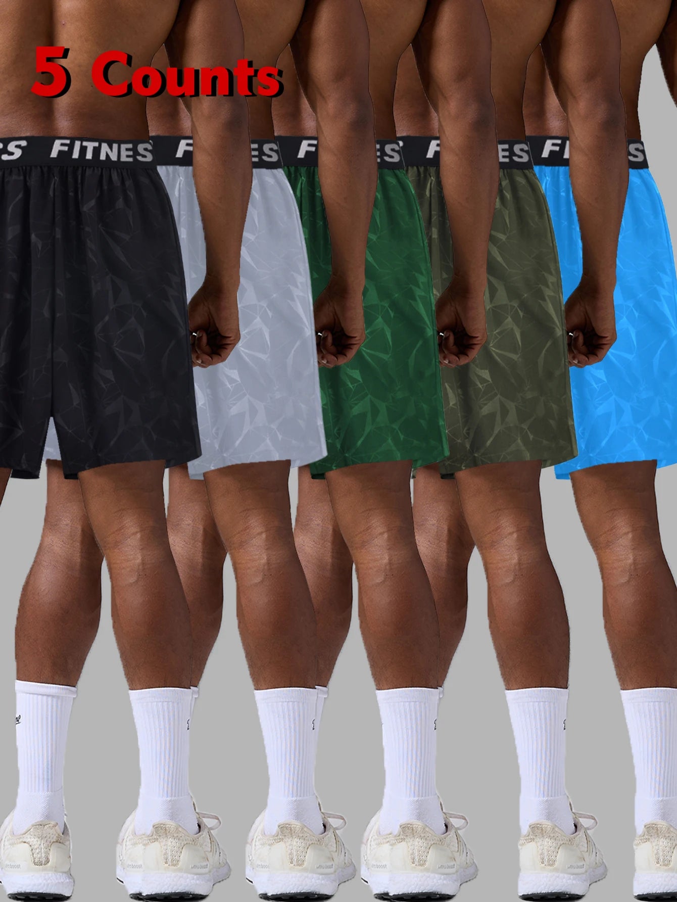 QuickDry Breathable Geometric-Print Athletic Shorts for Men