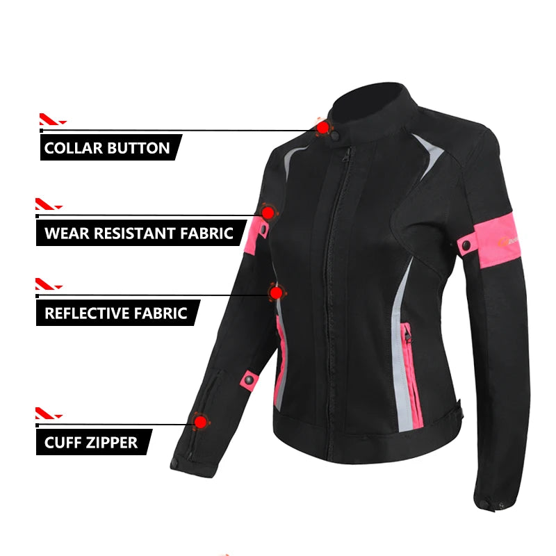 Women's Motorcycle Jacket Windproof Waterproof CE Protective Gear