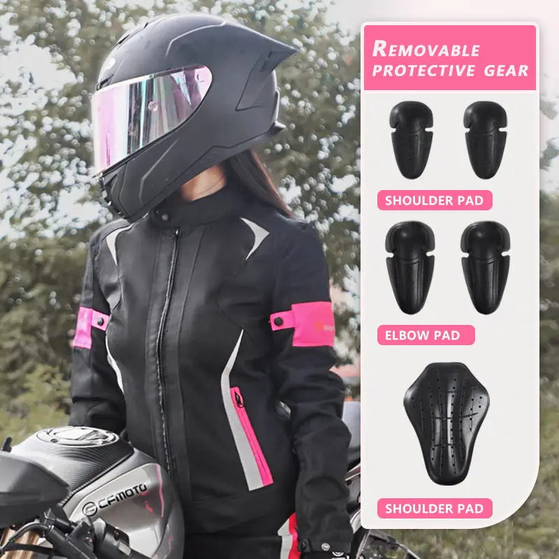 Women's Motorcycle Jacket Windproof Waterproof CE Protective Gear