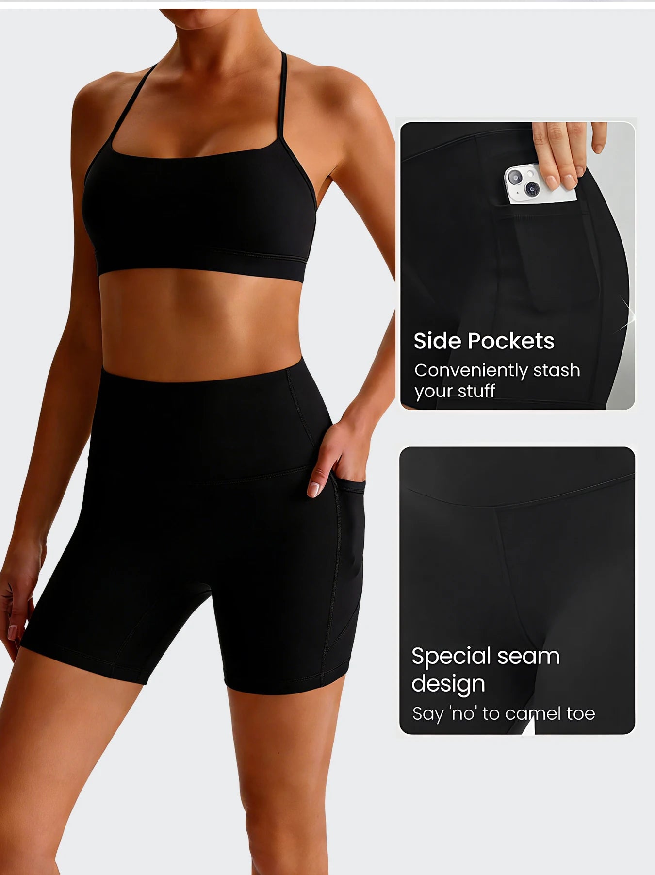 Women's High Waisted Biker Shorts With Pockets Tummy Control