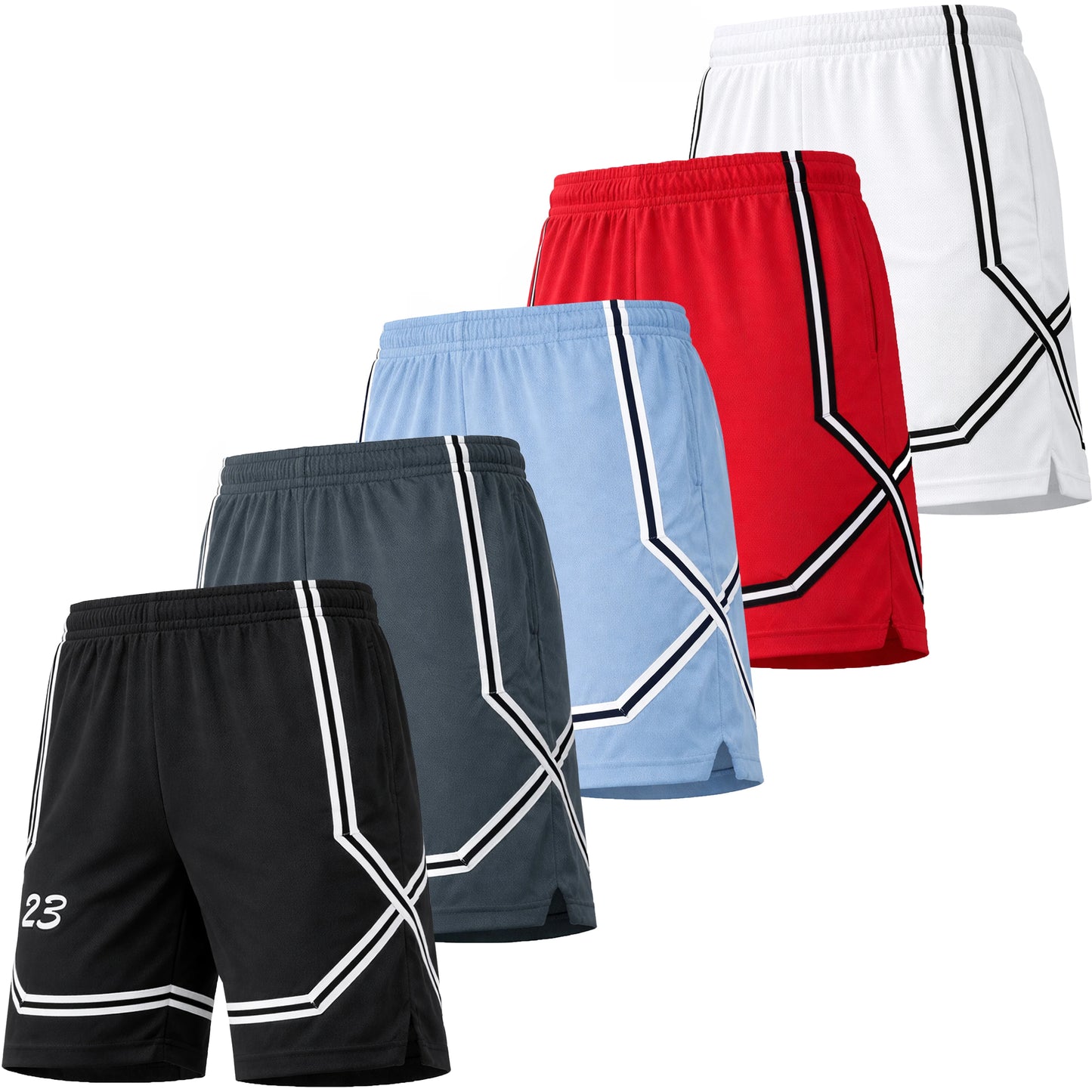 Men's 5 Pack Lightweight Breathable Moisture Wicking Mesh Shorts