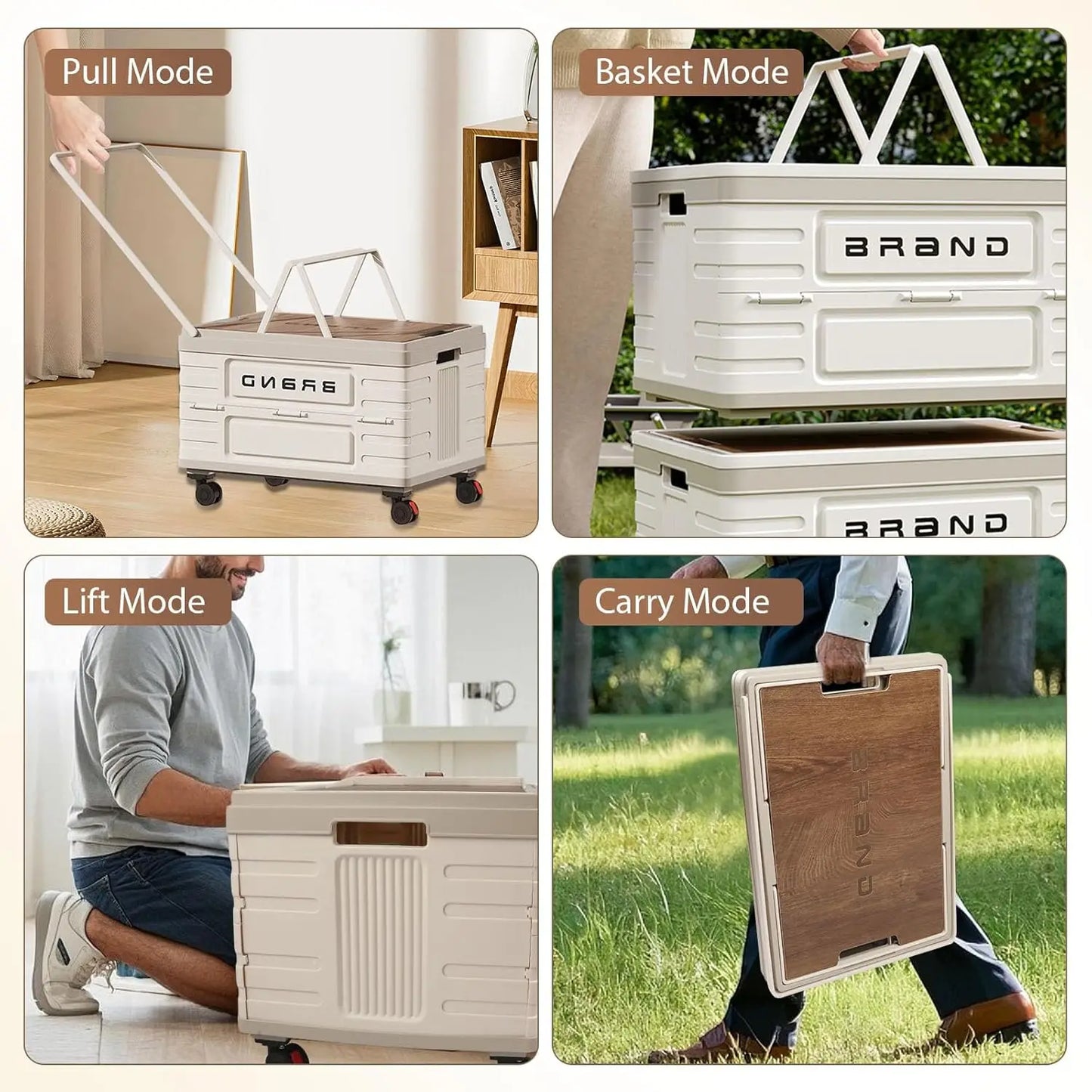 360 Degree Rotating Foldable Storage Cart With Four Silent Wheels