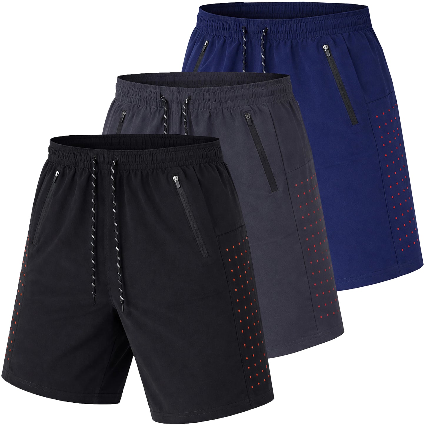 Men's 3 Pack Performance Training Shorts With Zipper Pockets