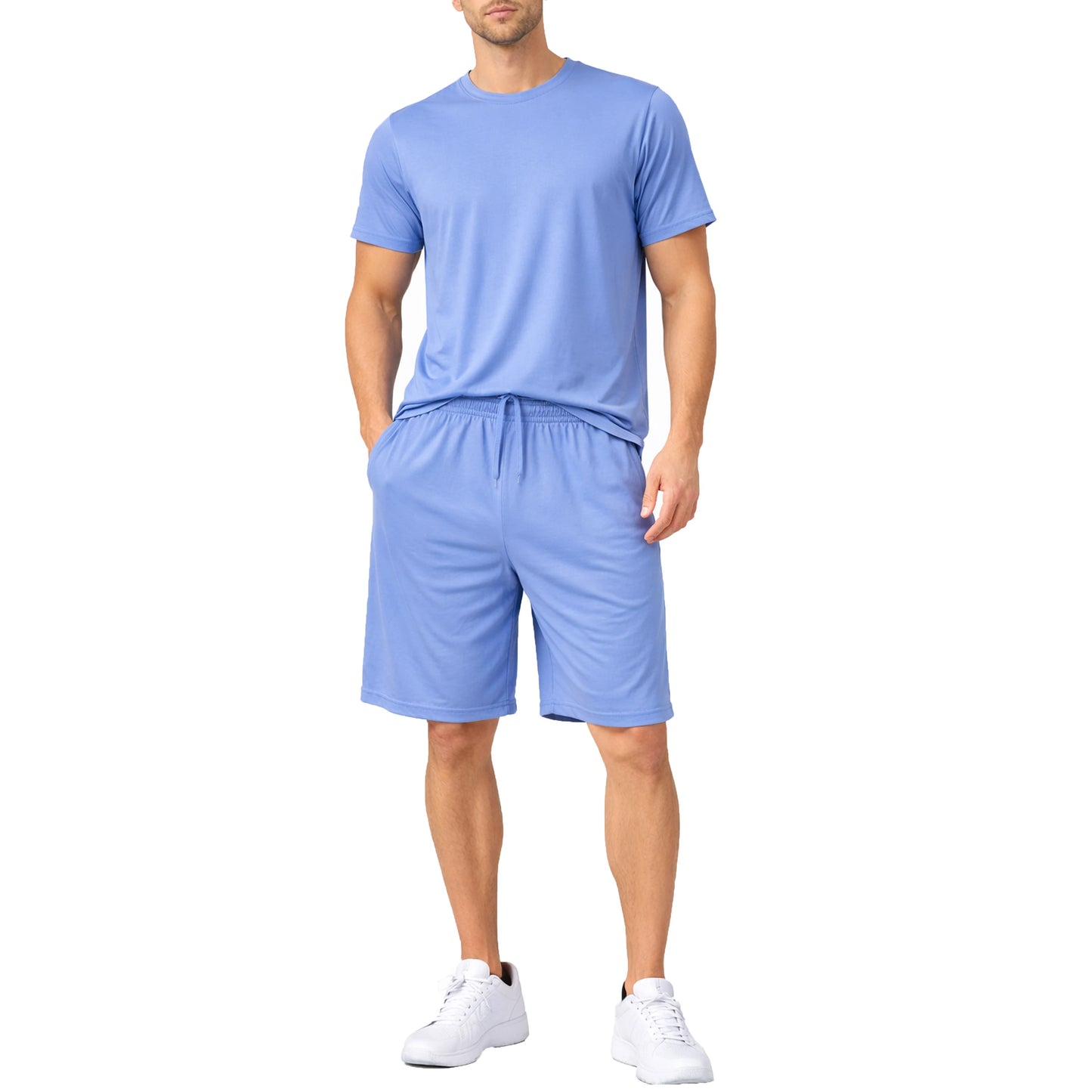 Men's 2 Piece Athletic Tee And Short Set Polyester
