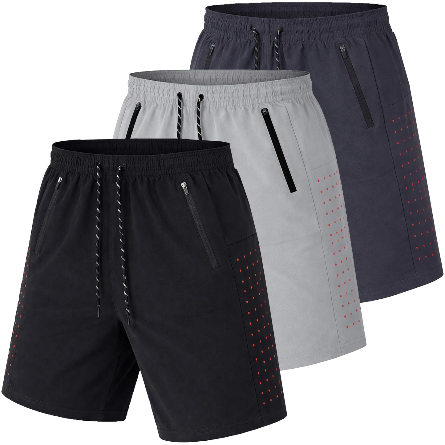 Men's 3 Pack Performance Training Shorts With Zipper Pockets