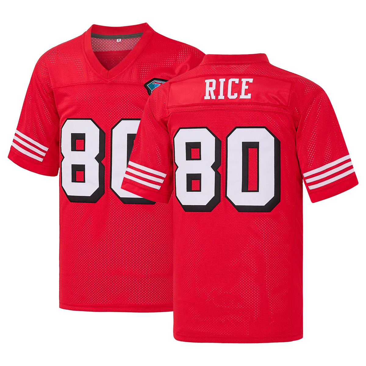 Rice Football Jersey With Embroidered Mesh V Neck Fan Gift