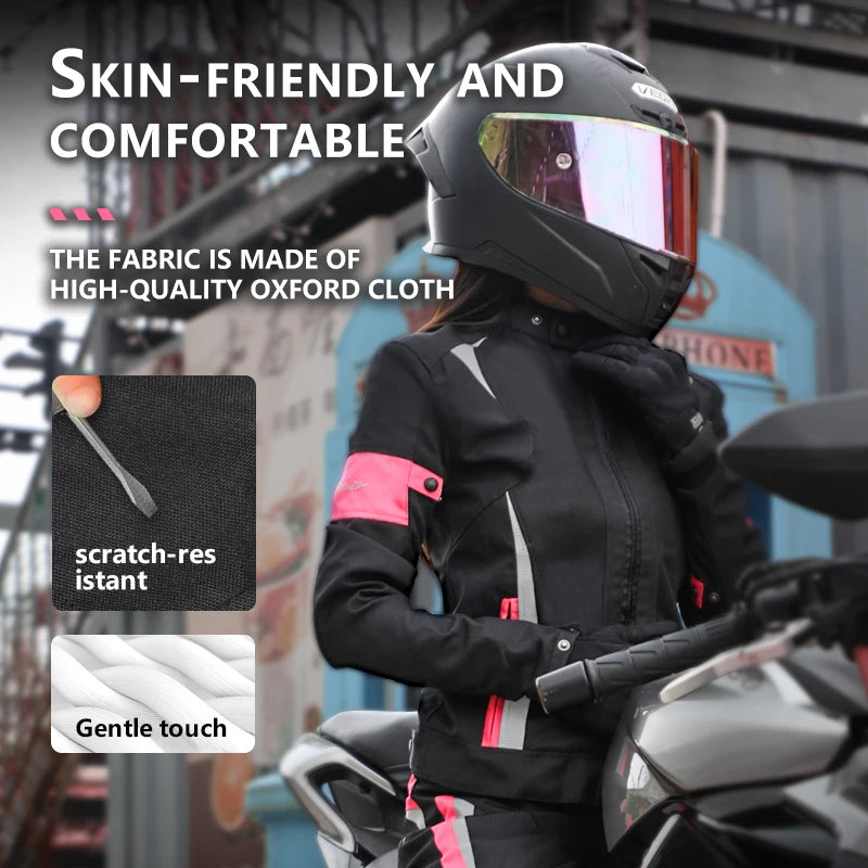 Women's Motorcycle Jacket Windproof Waterproof CE Protective Gear