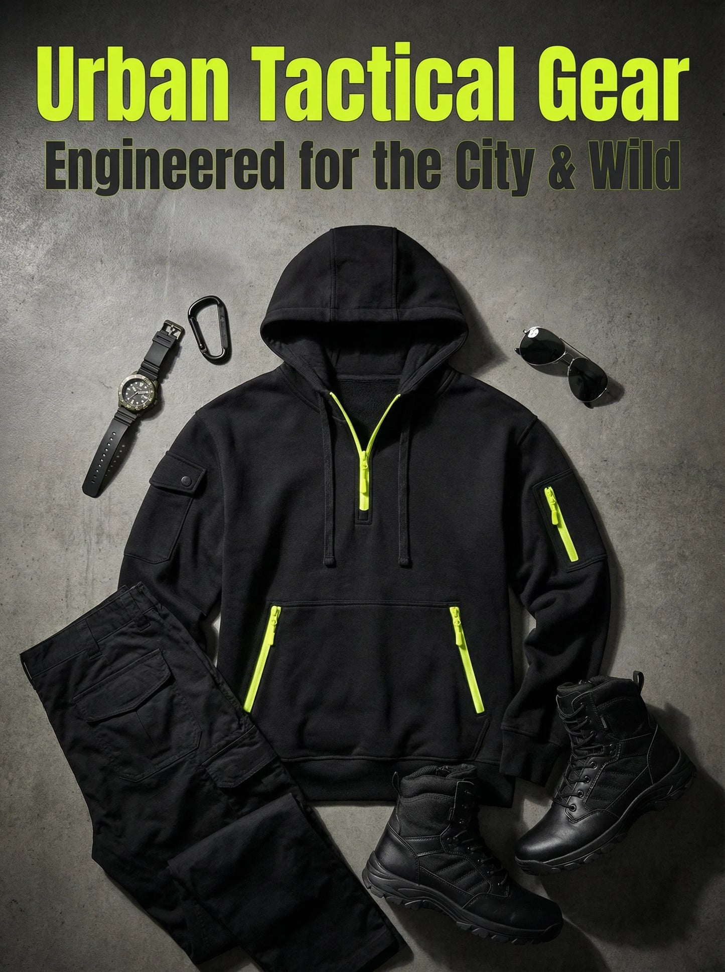 Men's Tactical Hoodie With Multi Secure Zipper Pockets For Outdoor