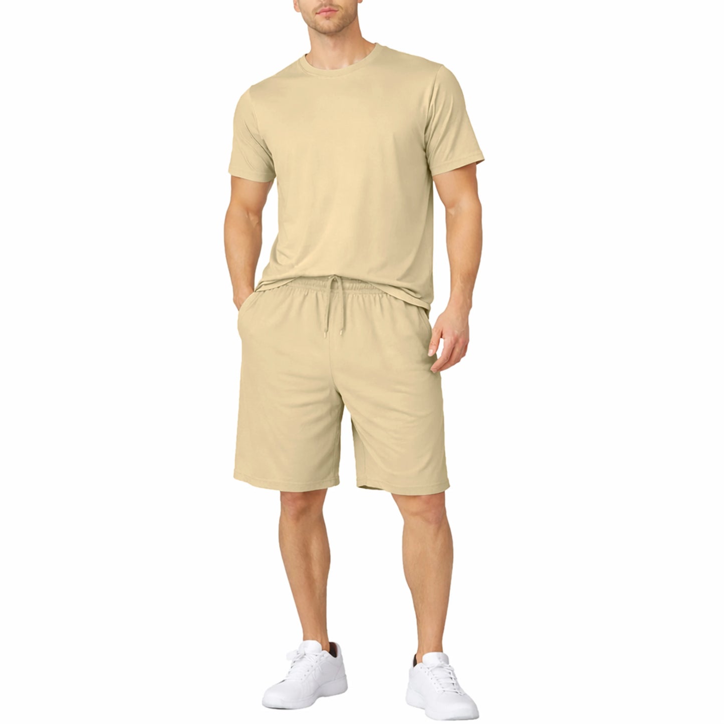 Men's 2 Piece Athletic Tee And Short Set Polyester