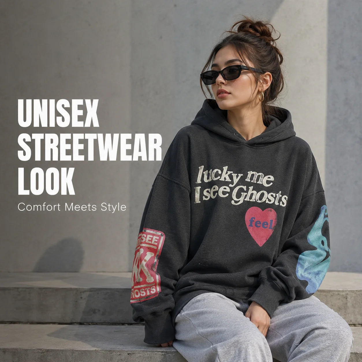Oversized Graphic Hoodie Unisex Streetwear Pullover Sweatshirt